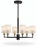 **Moderne Hanglamp met Mat Witte Lampenkappen en Gouden Accenten**