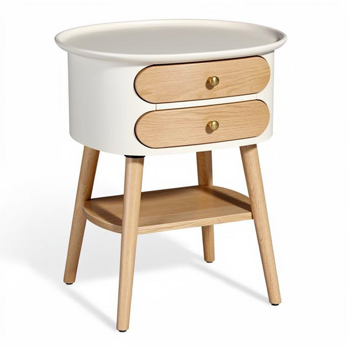 Modern nachtkastje met houten poten en lades