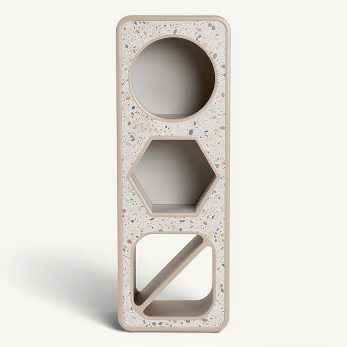 **Technische titel in het Nederlands: Modern Terracotta Opbergmeubel met Geometrische Vormen**